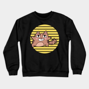 Cat Star Against Yellow Moon Crewneck Sweatshirt